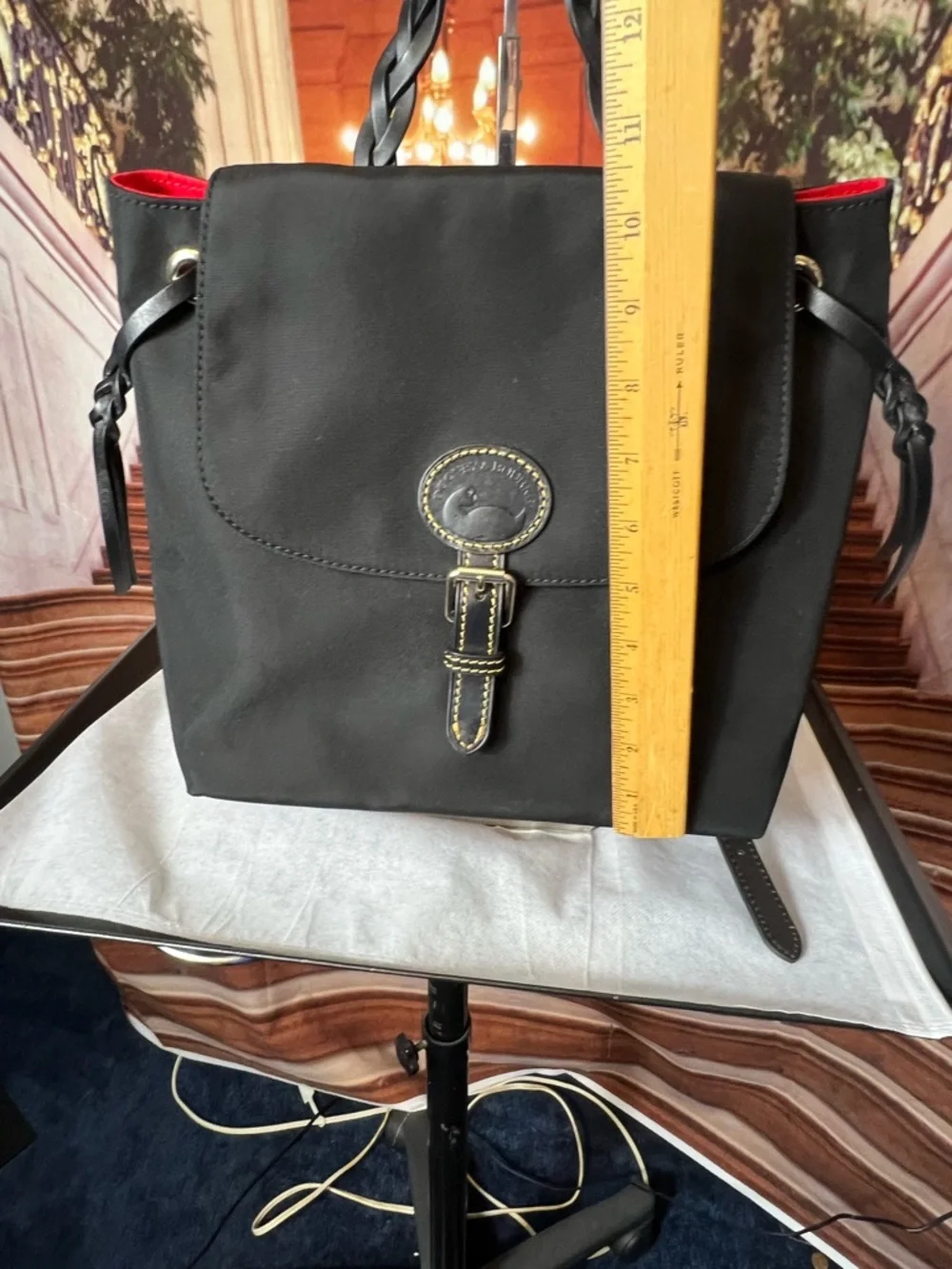 Dooney & Bourke Nylon Flap Backpack features a distinct braided top handle 🌹 - Picture 10 of 13